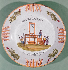 Bord met Frans Revolutionair motief ter herdenking van de executie van Lodewijk XVI op 21 januari 1793 door French School