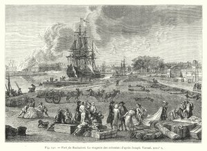 Haven van Rochefort, Het magazijn van de koloniën; naar Joseph Vernet XVIIIe eeuw (gravure) door French School