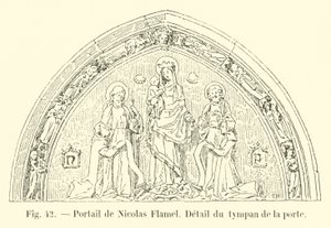 Portaal van Nicolas Flamel, (detail) door French School