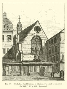 Portaal van Saint-Denis de la Chartre, facsimile van een tekening uit de 18e eeuw, Collectie Bonnardot door French School