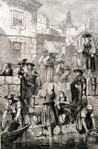 Porto Vissers in de jaren 1860 (gravure) door French School