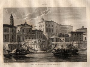 Porto di Ripetta en Palazzo Borghese - Rome - Gravure uit 