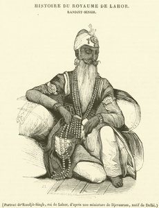 Portret van Randjit-Singh, koning van Lahor (gravure) door French School