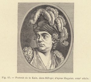 Portret van Le Kain, in Merope, naar Huguier, 18e eeuw door French School