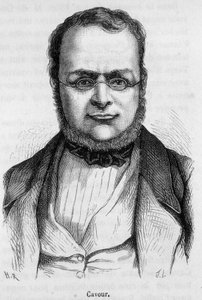 Portret van Camillo Benso, Graaf van Cavour (1810 - 1861) Italiaanse staatsman - uit "The History of France" door Henri Martin door French School