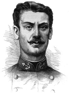 Portret van kapitein Joseph Gallieni, Franse soldaat en ontdekkingsreiziger. Gravure in Le Monde Illustré nr. 254 van 9 april 1881 door French School