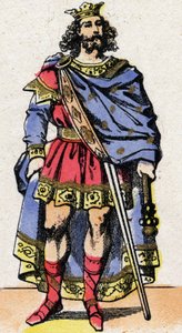 Portret van Caribert, koning van de Franken.