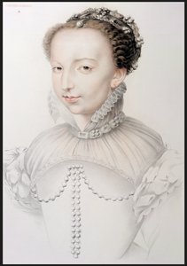 Portret van Catherine de Medici (1519-89), facsimile van een 16e-eeuwse tekening uit Portretten van de Beroemdste Franse Persoonlijkheden van de 16e Eeuw, door P.G. Niel, Parijs, 1848 door French School