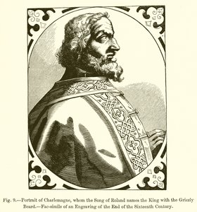 Portret van Karel de Grote, die in het Lied van Roland de Koning met de Grijze Baard wordt genoemd
