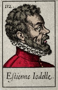 Portret van Etienne Jodelle (1532-1573), Franse dichter lid van de Pleiade-beweging. Gravure uit de 19e eeuw.