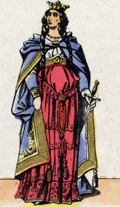Portret van Fredegonde, koningin van Neustrië. door French School