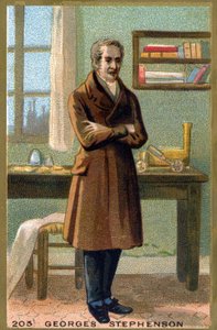 Portret van George Stephenson (1781-1848). Chromolithografie van het einde van de 19e eeuw door French School