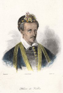 Portret van Hendrik III (1551 - 1589), koning van Frankrijk. (met een oorbel). Gravure 19e eeuw door French School