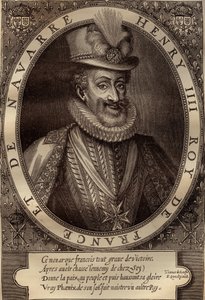 Portret van Hendrik IV (1553-1610) koning van Frankrijk - Portret van Hendrik IV (1553-1610) koning van Frankrijk - gravure 17e eeuw door French School