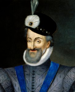 Portret van Hendrik IV (1553-1610) koning van Frankrijk. Detail. Anoniem Frans schilderij uit de 17e eeuw