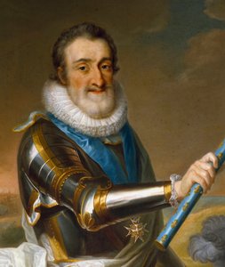 Portret van Hendrik IV van Frankrijk, in harnas, detail door French School
