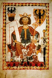 Portret van Hendrik VI (1165-97), Koning van Duitsland, van Sicilië en Keizer van het Heilige Roomse Rijk. Miniatuur van de Codex 
