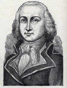 Portret van Jean Baptiste Cyrus Adelaide de Timbrune de Thiembronne, graaf van Valencia en generaal van de Franse Revolutie. Gravure van 1889. Privécollectie. door French School