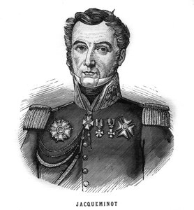 Portret van Jean François Jacqueminot, burggraaf van Ham (1787-1865), Franse generaal en politicus. Gravure in 