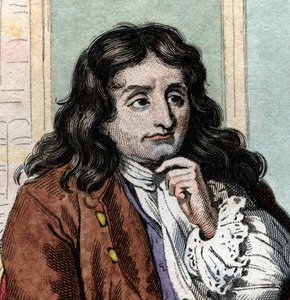 Portret van Jean de La Fontaine, Franse fabeldichter en dichter door French School