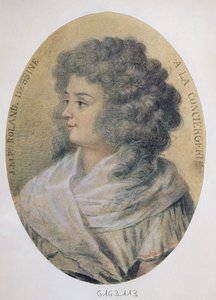 Portret van Jeanne-Marie Roland de la Platiere (geboren Philippon) (1754-93) in de Conciergerie