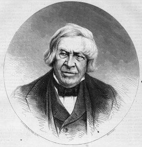 Portret van Jules Michelet (1798-1874), Franse historicus en schrijver. Gravure in "Le Monde Illustré" n°879 van 14 februari 1874.