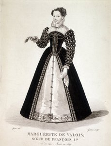 Portret van Margarita van Navarra (Margaretha van Valois, Marguerite van Angoulême of Marguerite van Frankrijk (1492-1549) Koningin van Navarra en dichteres - 19e eeuw door French School