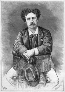 Portret van Mariano Fortuny (1838-1874), Spaanse schilder. Gravure in "Le Monde Illustré" n°921 van 5 december 1874.