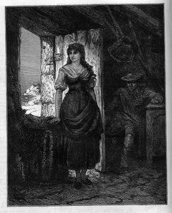 Portret van Mercedes, personage uit de roman "De Graaf van Montecristo" door Alexandre Dumas (1802-1870). Gravure in "Le Monde Illustré", 30 januari door French School