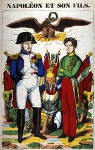 Portret van Napoleon I en zijn zoon, Napoleon II. Afbeelding van Epinal
