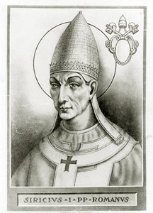 Portret van paus Siricius door French School