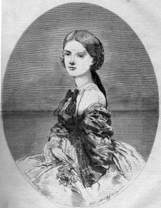 Portret van Prinses Clotilde van Savoye (1843-1911), toekomstige echtgenote van Prins Napoleon (1822-1891). Gravure in 