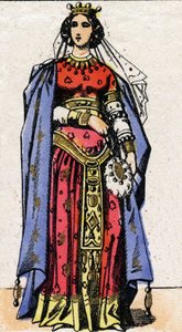 Portret van Koningin Nantilde (ca. 610-642). door French School