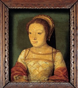 Portret van Renée van Frankrijk, dochter van Lodewijk XII, hertogin van Ferrara (1510 - 1575) door French School