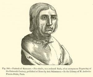 Portret van Sannazar (gravure) door French School