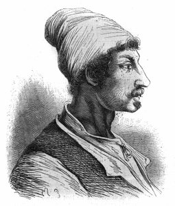 Portret van Tommaso Aniello, bekend als Masaniello, een Napolitaanse visser, hij leidde de opstand tegen de Spanjaarden in Napels in 1647. Gravure uit 1852.