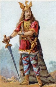 Portret van Vercingetorix (72-46 v.Chr.), Koning van de Galliërs. Chromolithografie rond 1890.