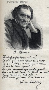 Portret van Victorian Sardou (1831-1908), toneelschrijver, in "Le Petit Parisien"