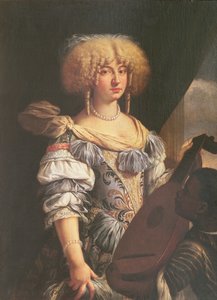 Portret van een vrouw met een Moorse page