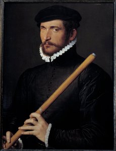Portret van een blinde fluitist