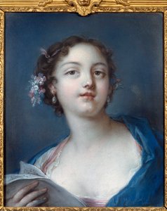 Portret van een meisje dat een partituur leest