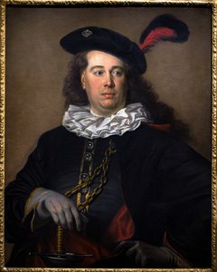 Portret van een acteur of man in gemaskerd kostuum, circa 1785