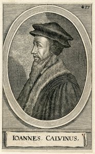 Portret van de Franse theoloog Johannes Calvijn door French School