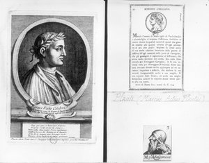 Portretten van Horatius (65-8 v.Chr.) Scipio Aemilianus (Africanus Minor) (185-129 v.Chr.) en Plautus (ca.254-184 v.Chr.) door French School