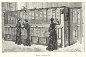 Telefoonpost (gravure) door French School