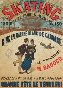 Poster die een rolschaatsbaan in Parijs adverteert