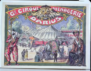 Poster die het Grand Cirque Menagerie Darius adverteert, 1924
