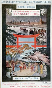 Poster ter promotie van de Trans Siberische Spoorweg, winter 1907-8