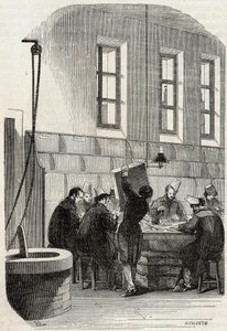 Post: Sorteren van brieven voor departementen en het buitenland - Gravure in 