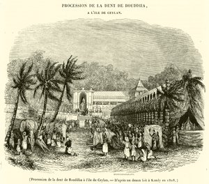 Processie van de tand van Boeddha op het eiland Ceylon door French School